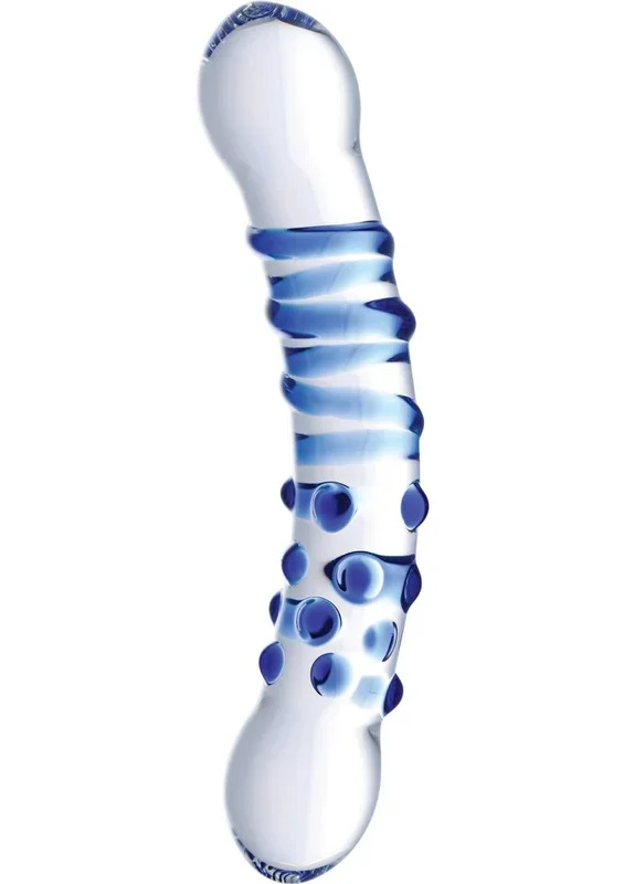 Prisms Blu Dual-Ended Glass Dildo with Raised Textures