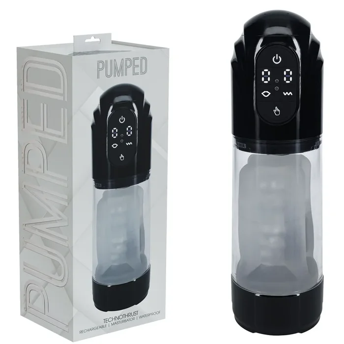 PUMPED TechnoThrust Auto Masturbator – Black/Clear USB Rechargeable Auto Maturbator