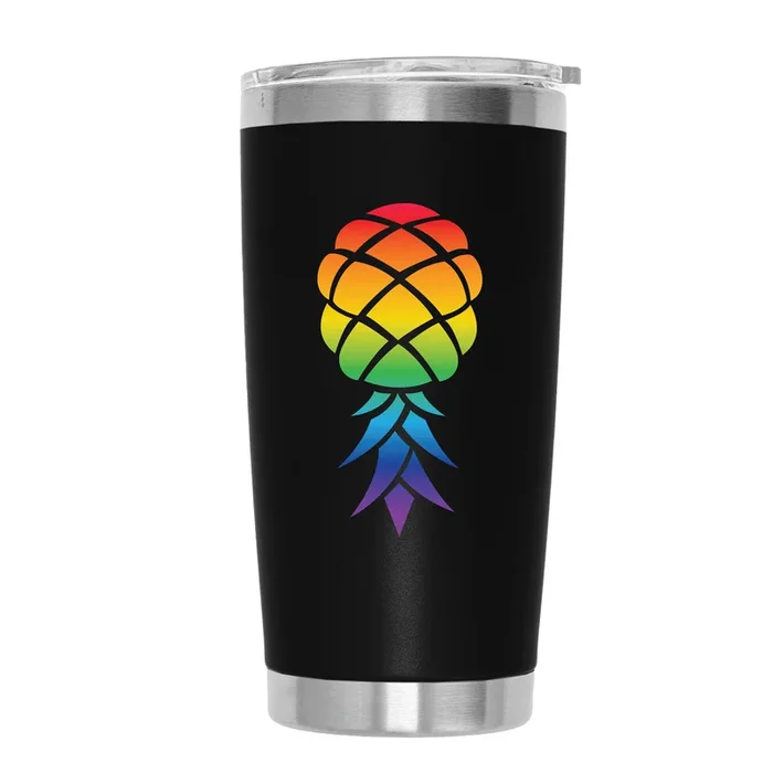 RAINBOW PINEAPPLE_001 20oz TUMBLER – BLACK