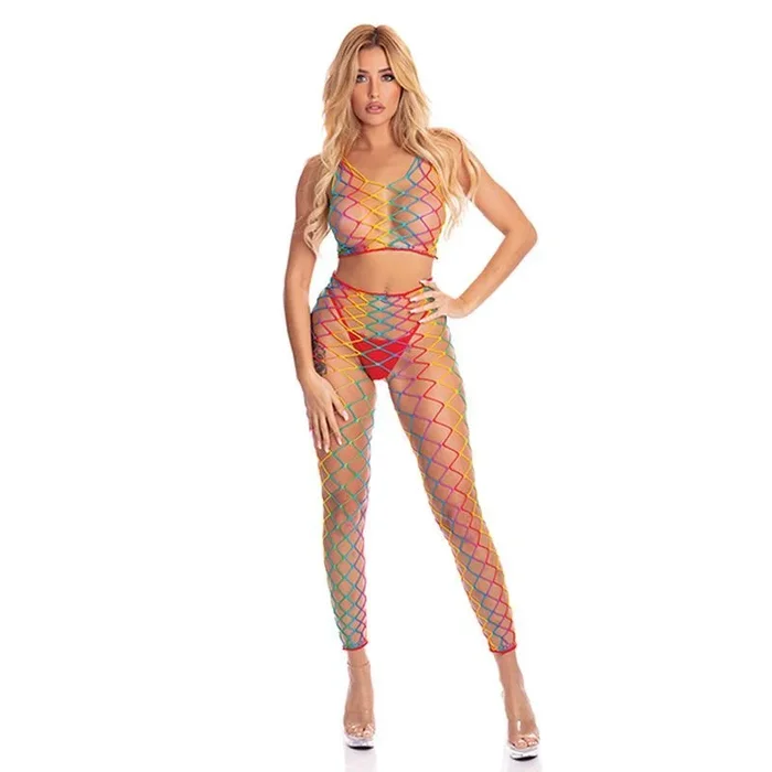 Rainbow Two Piece Bodystocking for Adult Play and Costume Fun