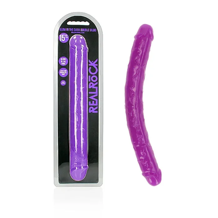 REALROCK 38 cm Double Dong Glow – Purple – Purple 38 cm (15”) Double Dong