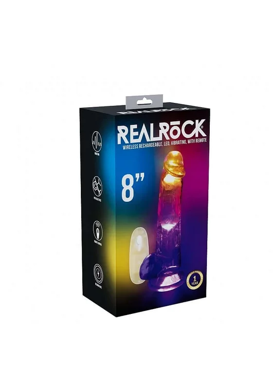 RealRock Vibrating Dildo 8 inch with Balls and Remote Control