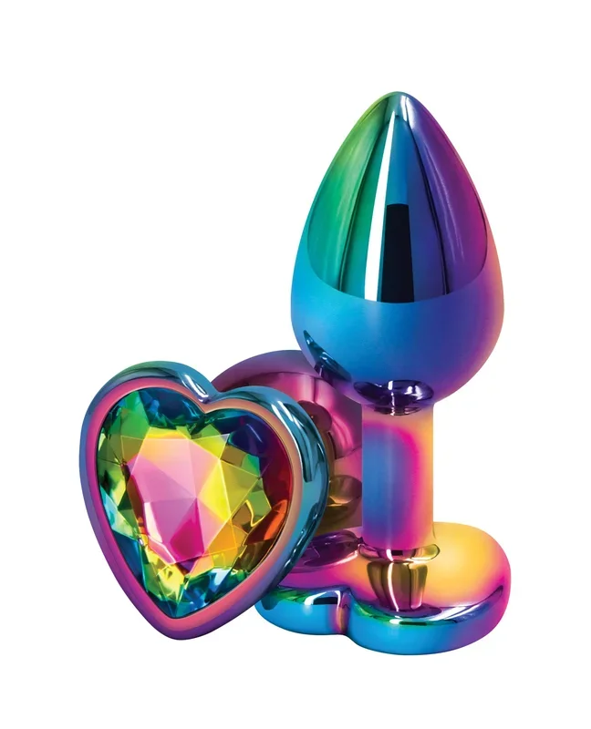 Rear Assets Multicolor Heart Small Rainbow Aluminum Anal Toy For Sensual Play Safe Lightweight