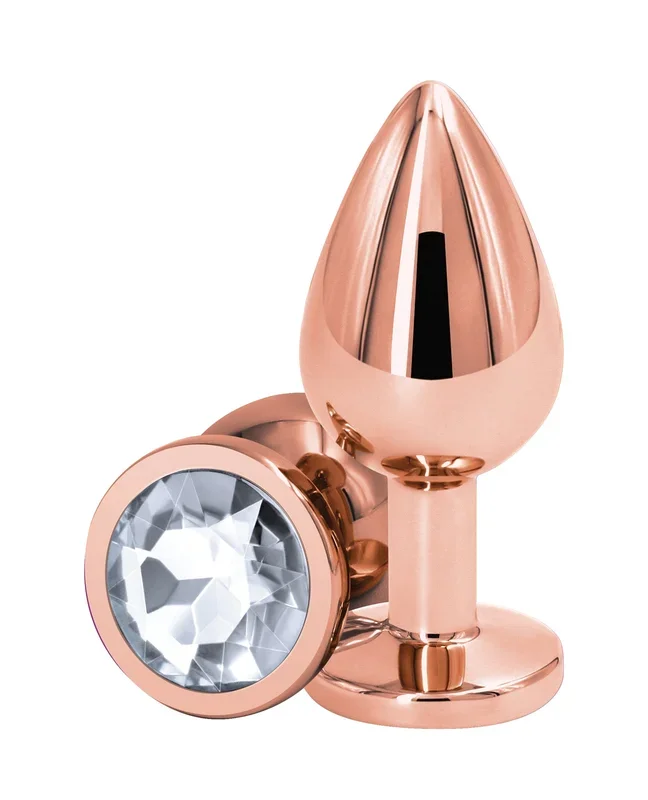 Rear Assets Rose Gold Medium Clear Anal Toy Lightweight Aluminum