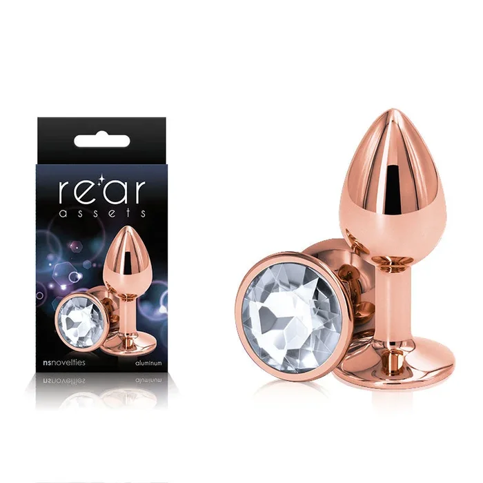 Rear Assets Rose Gold Small Butt Plug – 6.9cm Metal with Gem Base