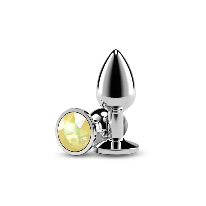 Rear Assets Silver Small Yellow Gem – Lightweight Aluminum Anal Plug 2.8 Inches