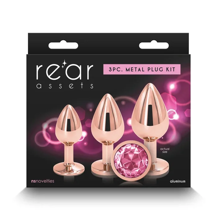 Rear Assets Trainer Kit – 3 Metallic Butt Plugs with Pink Gems