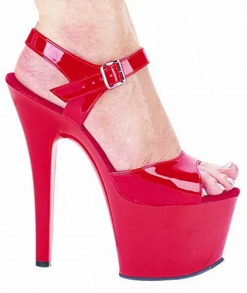 Red/Red – 7″ Platform Strap Sandal – Size