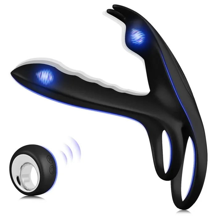 Remote Control G-Spot Clit Massaging 10 Vibrating Dual Cock Ring for Couple