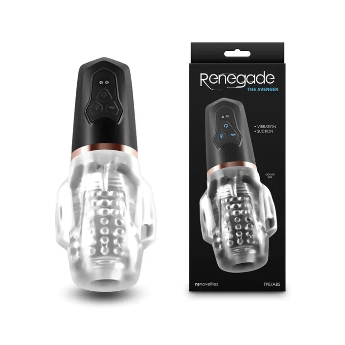 Renegade Avenger – Clear/Black USB Rechargeable Sucking Masturbator
