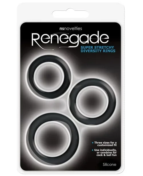 Renegade Diversity Rings – Black Pack Of 3