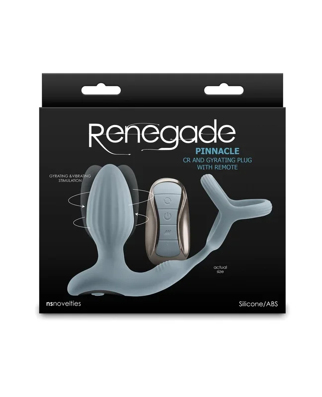 Renegade Pinnacle Cock Ring & Gyrating Prostate Massager – Gray