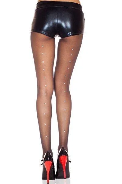Rhinestone Back Pantyhose – One Size Available