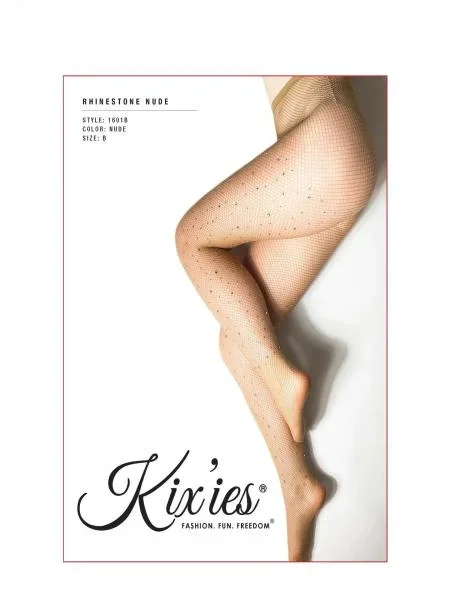 Rhinestone Fishnet Tights – Nude –