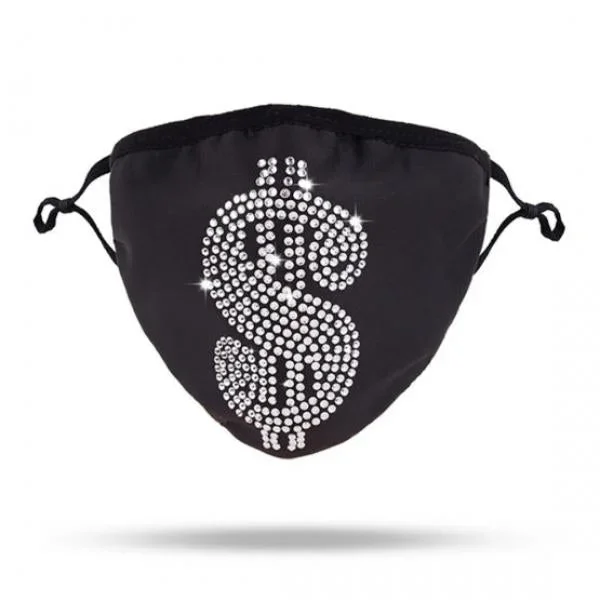 Rhinestone $ Sign Mask – Black