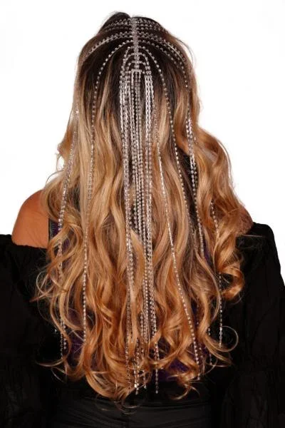 Rhinestone Waterfall Headband – Silver