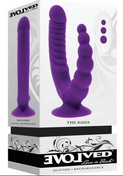 Rider Rechargeable Silicone Double End Vibrator – Purple