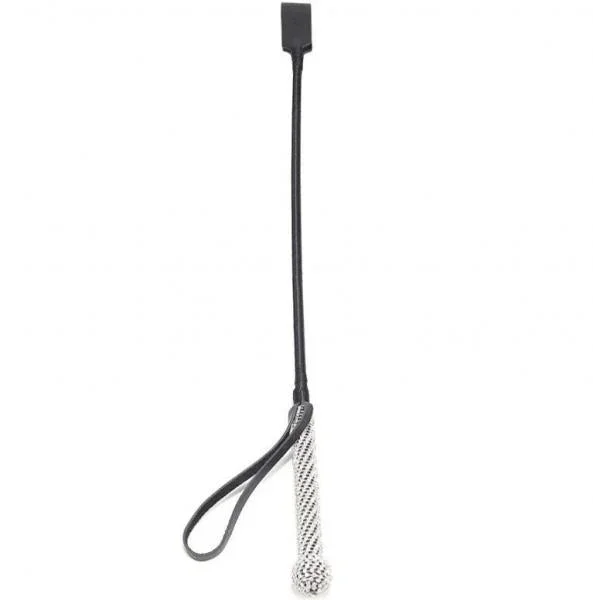 Riding Crop With Rhinestone Handle – Silver