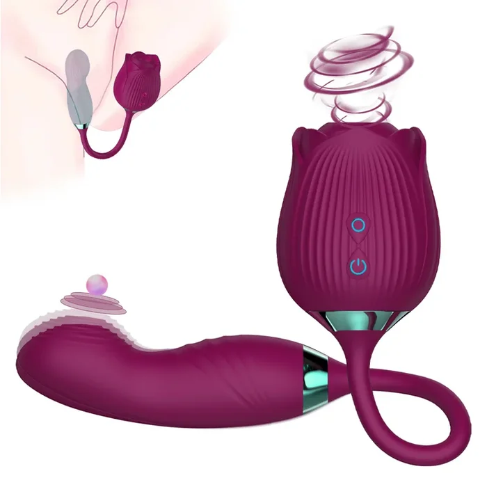 Rose Sucking Toy With Flapping Vibrator