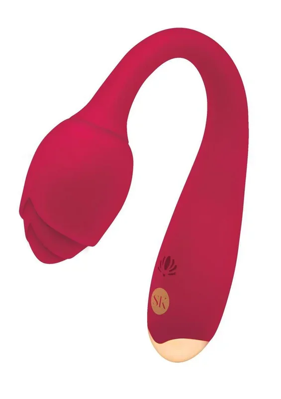 Rosegasm Long Stem Flexible G-Spot Vibrator with Rosebud Design in Red