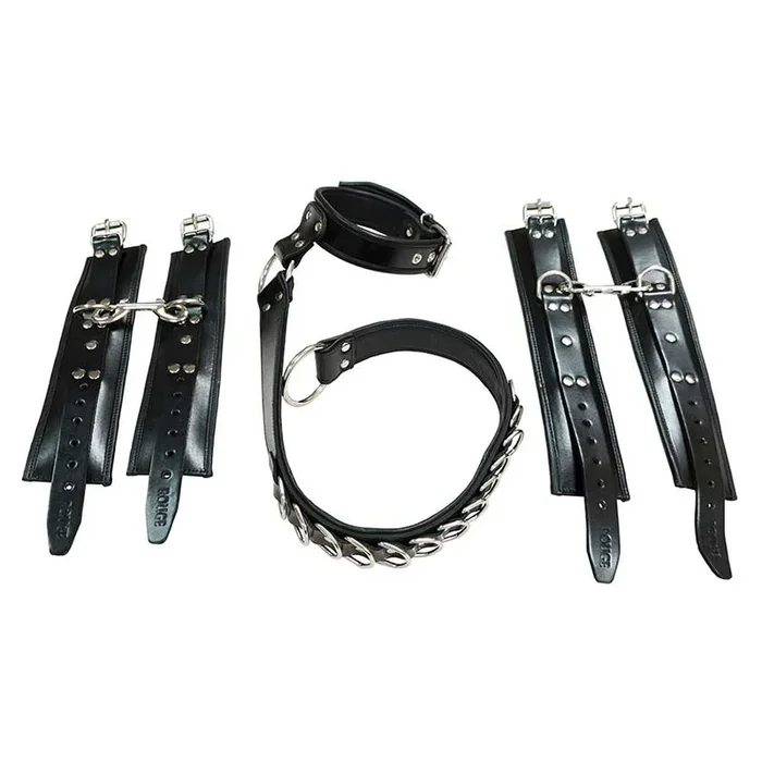 Rouge Leather D Ring Hog-Tie with Padded Wrist and Ankle Cuffs