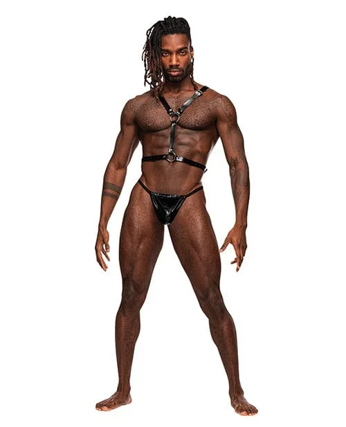 Sagittarius Pu Leather Chest & Winged Back Harness Black O/s