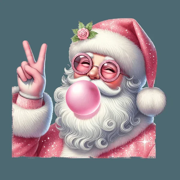 Santa Claus Peace Sign DTF (direct-to-film) Transfer