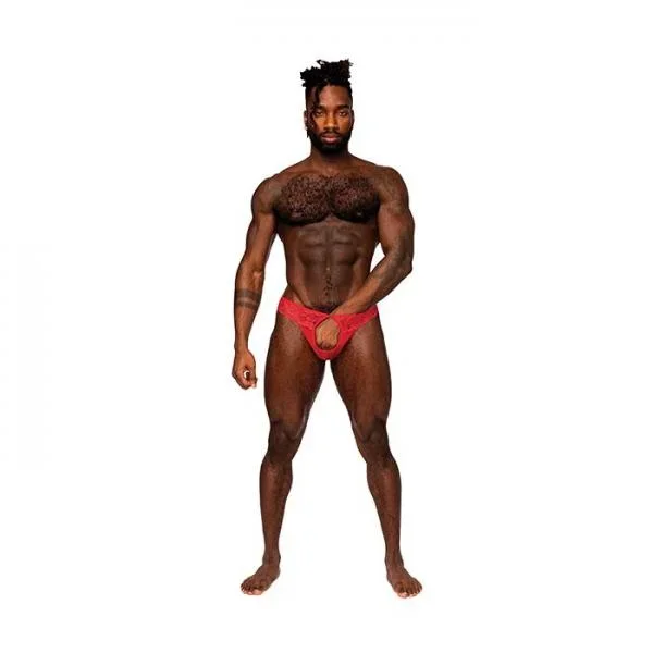 Sassy Lace Open Ring Thong – Red –