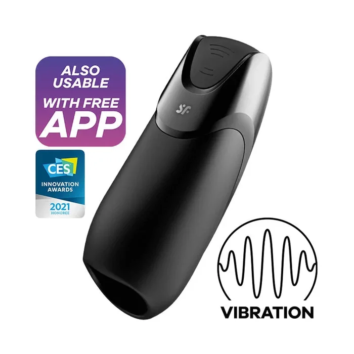 Satisfyer Men Vibration+ – Black USB Rechargeable Masturbator with App Control