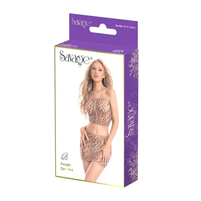 Savage Jungle 2 pc Set Leopard Lingerie