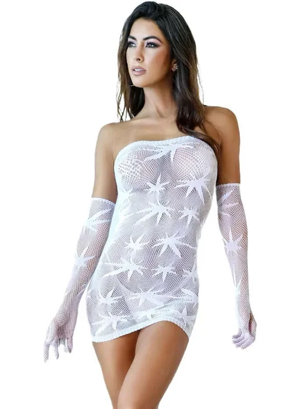 Savage Lingerie Sheer Keyhole Mini Dress White
