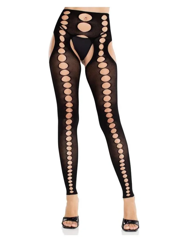 Seamless Opaque Cut-Out Footless Suspender Hose