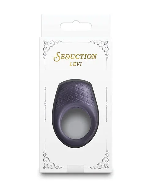 Seduction Levi Silicone Vibrating Cock Ring Metallic Grey Rechargeable 3 Speeds