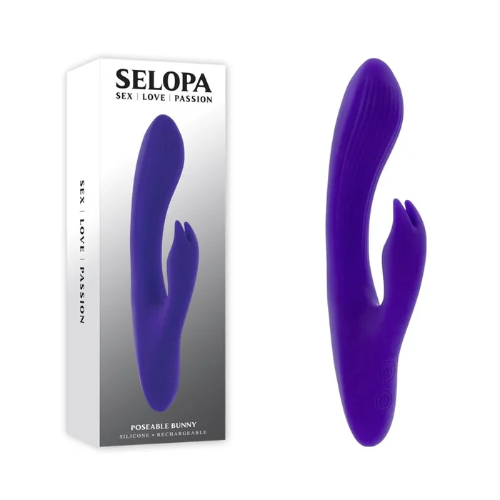 Selopa POSEABLE BUNNY – Purple 21 cm USB Rechargeable Poseable Rabbit Vibrator