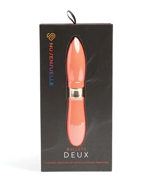 Sensuelle Double Ended Deux Bullet Vibrator – Coral Orange, 12 Speeds Per End