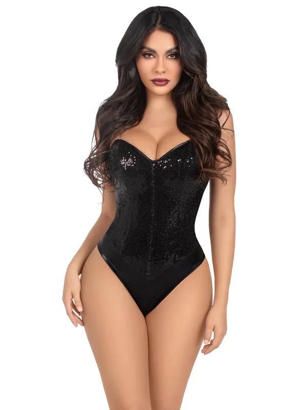 Sequin Bodysuit – Small – Black