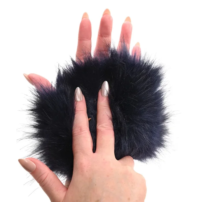 Sex & Mischief Cougar Spiked Sensory Glove – Navy Blue Furry Glove with Metal Spikes