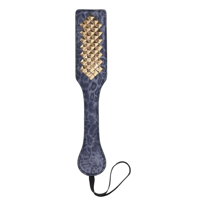 Sex & Mischief Cougar Studded Paddle – Navy Blue Paddle with Gold Studs