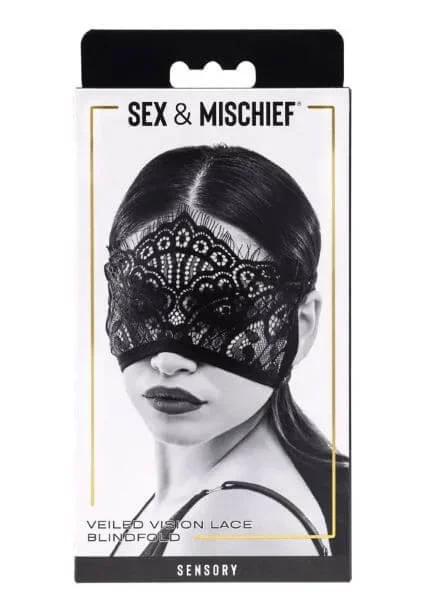 Sex & Mischief Veiled Vision Lace Blindfold – Black