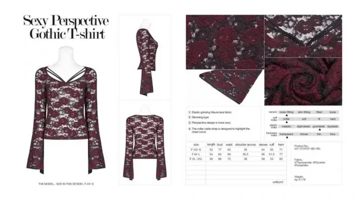 Sexy Perspective Gothic Top – Black –