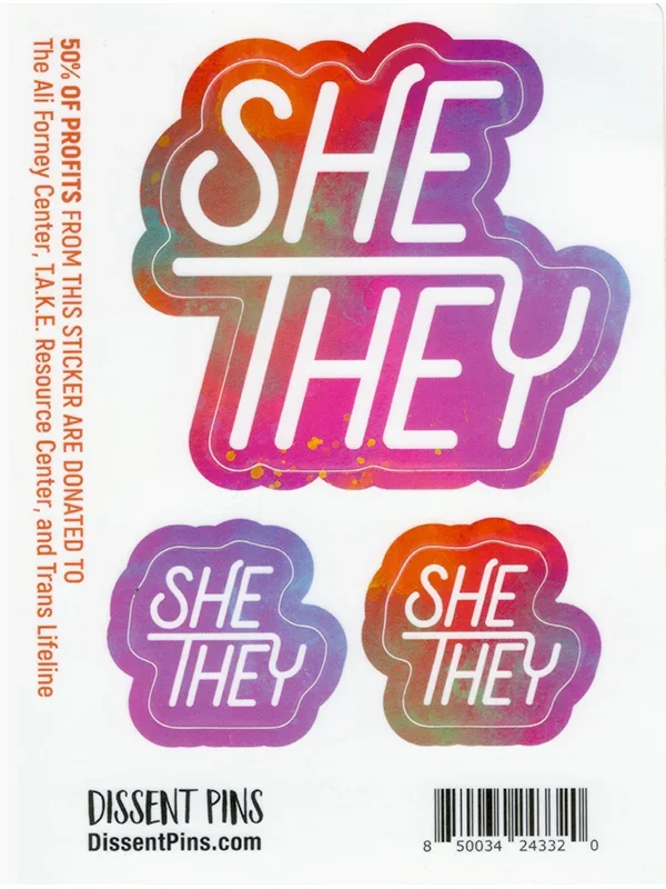 She/They Pronoun Sticker Sheet