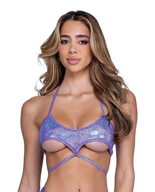 Shimmer Top w/Underboob Cutout – Lavender SM