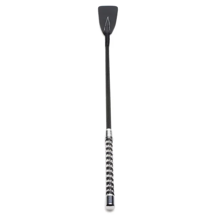 Short Leather Riding Crop with Rhinestone Handle