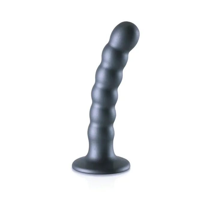 Shots Ouch! Beaded Silicone 5 In. G-spot Dildo Gunmetal
