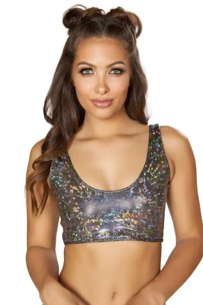 Silver – Shimmer Crop Top –