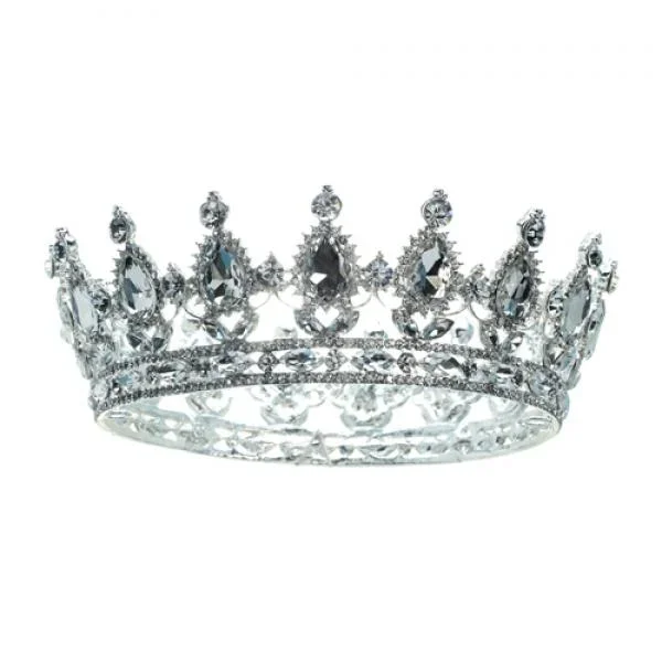 Silver Tiara with Clear Gemstones