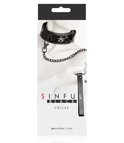 Sinful Black Collar for Adult Intimacy and Playful Kink Fun