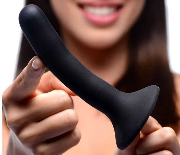 Slender Black Silicone Strap-On Dildo