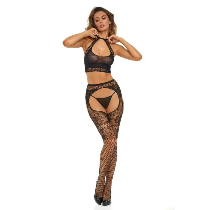 Slide Your Way 2 Pc Bra Set – One Size – Black