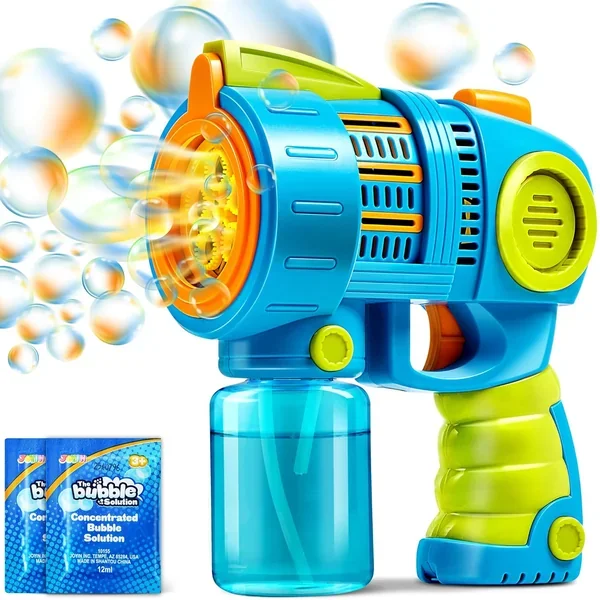 Sloosh Kids Bubble Gun Machine with Bubble Refill Solution, 2 in 1 Automati